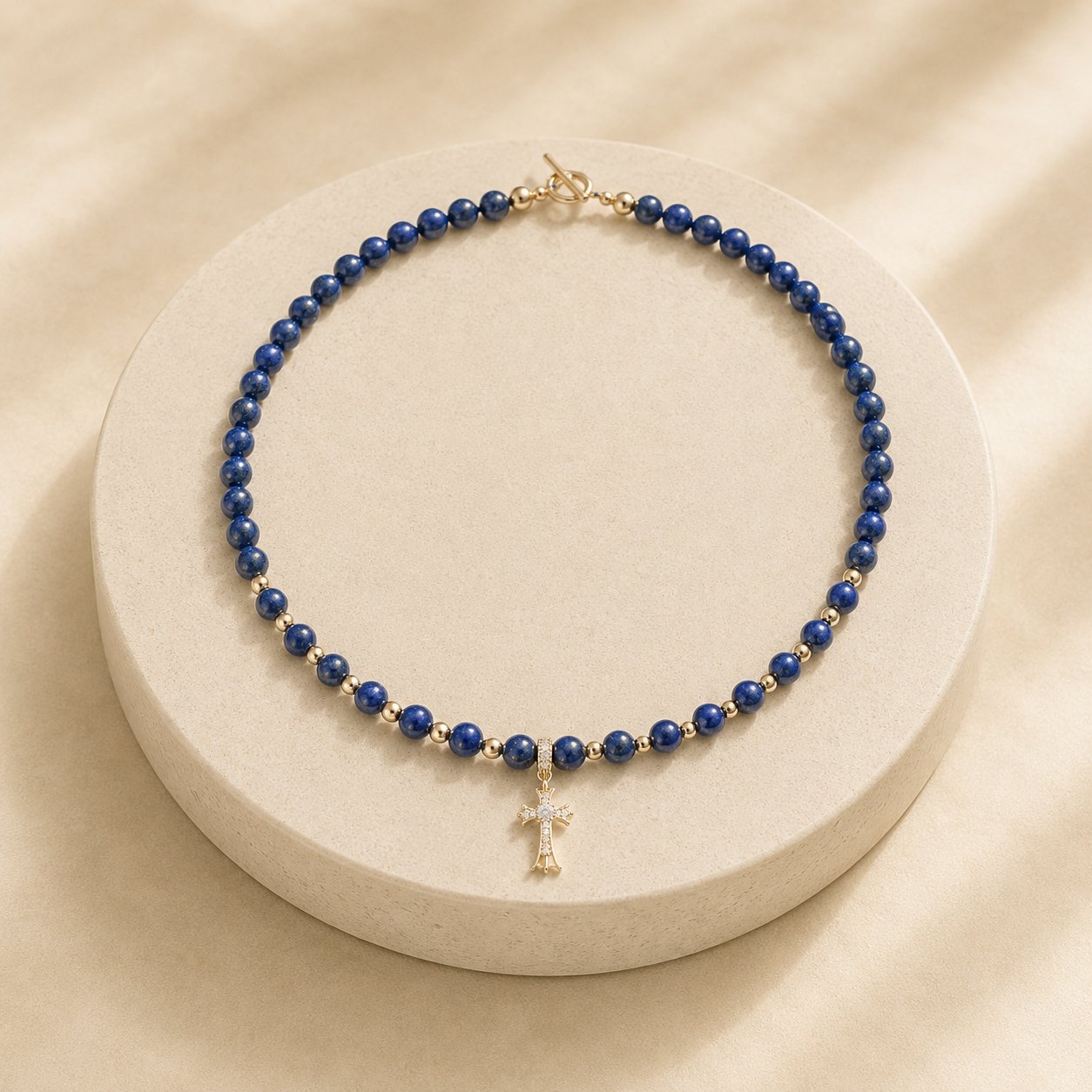Seninio natural lapis lazuli cross pendant necklace main product photo